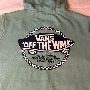 Boys size medium VANS pullover hoodie. Teal with black logo. Great condition
